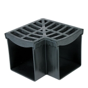 Dux Reln Rain Drain 90° Channel Corner (Black Traditional Grate) - R2480